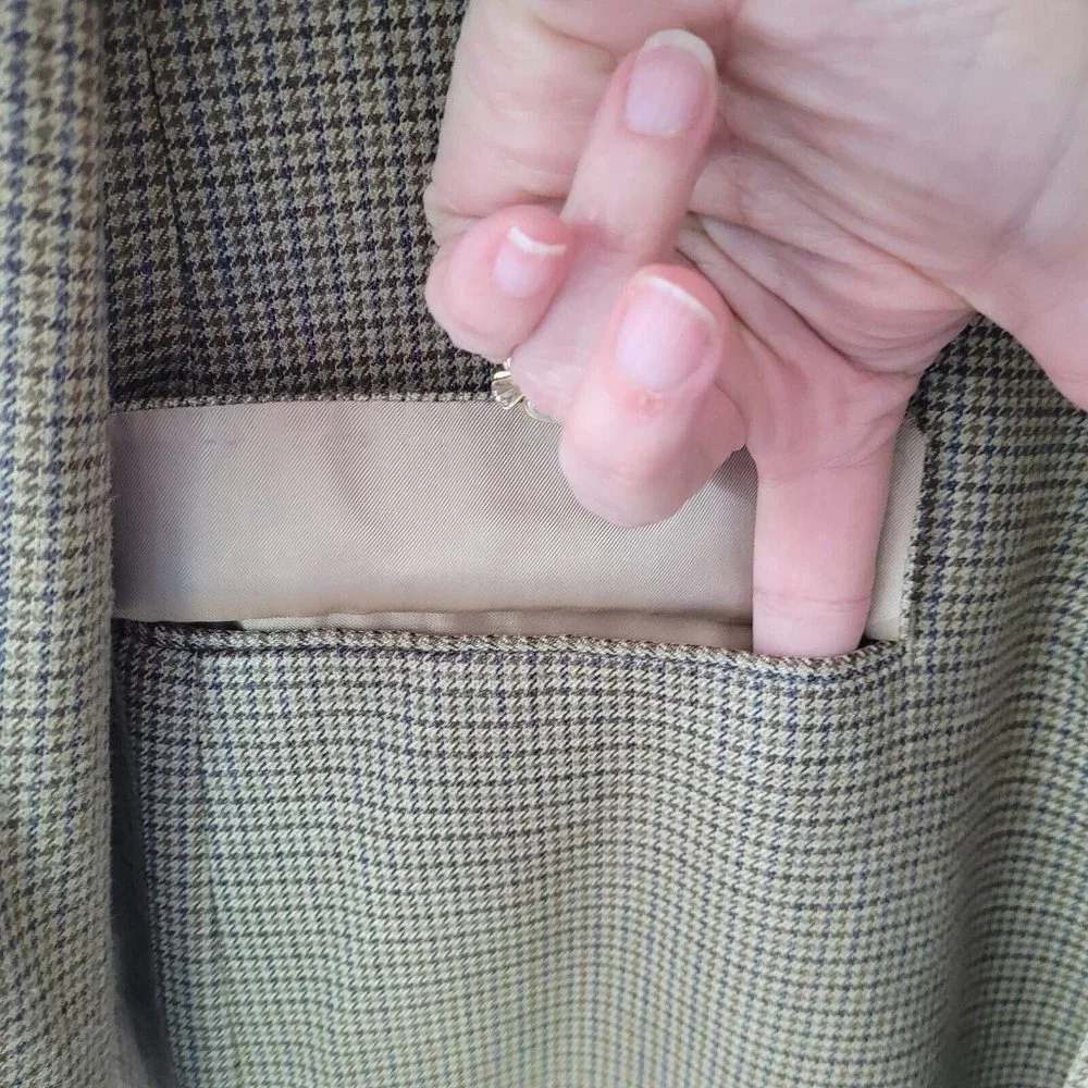 Ralph Lauren Blazer‎ Mens 46L Silk/Wool Houndstooth 2-Button Lined Sportcoat